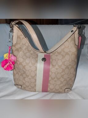 Vintage Y2K Coach Signature Stripe Chelsea Heritage Shoulder Bag. F14476